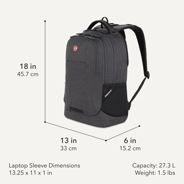 Alt view image 2 of 7 - 5505 Cecil 16 Laptop Backpack Charcoal Daily Laptop Bag with Gear Attachment Options Multiple Organizer Pockets & Padded Shoulder Straps