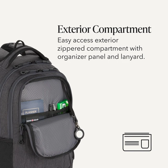 Alt view image 3 of 7 - 5505 Cecil 16 Laptop Backpack Charcoal Daily Laptop Bag with Gear Attachment Options Multiple Organizer Pockets & Padded Shoulder Straps