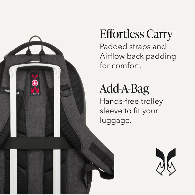 Alt view image 6 of 7 - 5505 Cecil 16 Laptop Backpack Charcoal Daily Laptop Bag with Gear Attachment Options Multiple Organizer Pockets & Padded Shoulder Straps