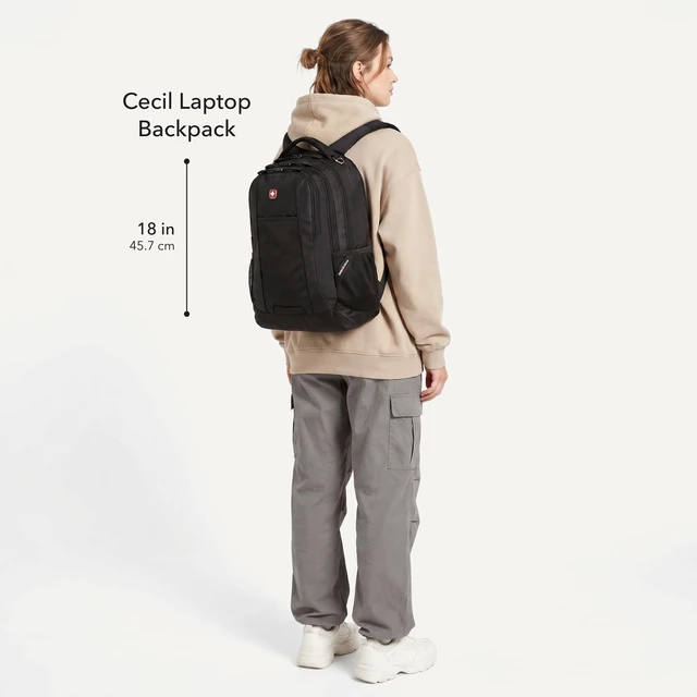 Alt view image 7 of 7 - 5505 Cecil 16 Laptop Backpack Charcoal Daily Laptop Bag with Gear Attachment Options Multiple Organizer Pockets & Padded Shoulder Straps