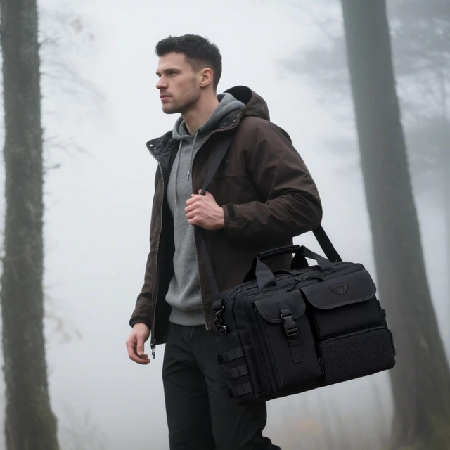 Alt view image 2 of 6 - Tactical Messenger Bag, Tactical Briefcase for Man Military Laptop Bag 15.6/17.3 Inch Messenger Shoulder Bag