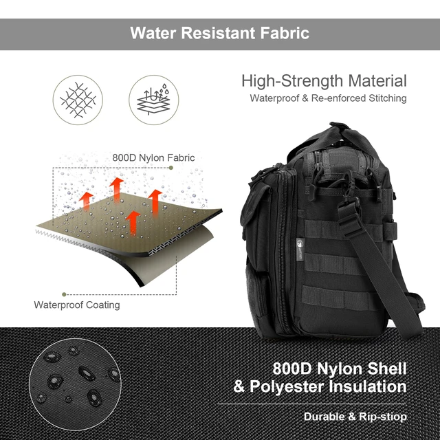 Alt view image 6 of 6 - Tactical Messenger Bag, Tactical Briefcase for Man Military Laptop Bag 15.6/17.3 Inch Messenger Shoulder Bag