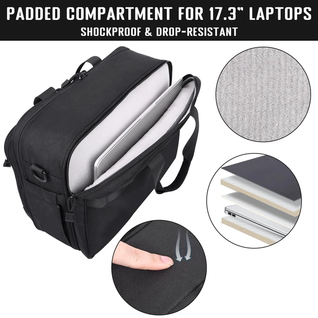 Alt view image 5 of 7 - Large Computer Bag 17.3 Inch Laptop Bags Tactical Brief Laptop Case | YKK-Zipper Waterproof Carry on Messenger Bag for Travel Work Office Business Overnight