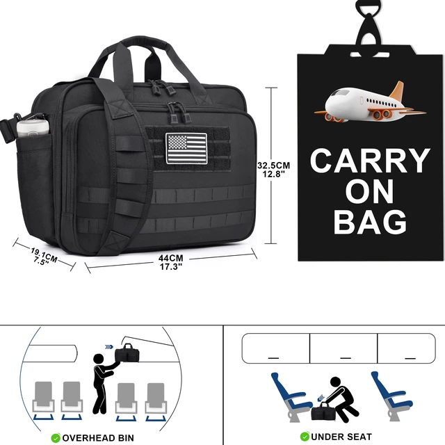 Alt view image 7 of 7 - Large Computer Bag 17.3 Inch Laptop Bags Tactical Brief Laptop Case | YKK-Zipper Waterproof Carry on Messenger Bag for Travel Work Office Business Overnight