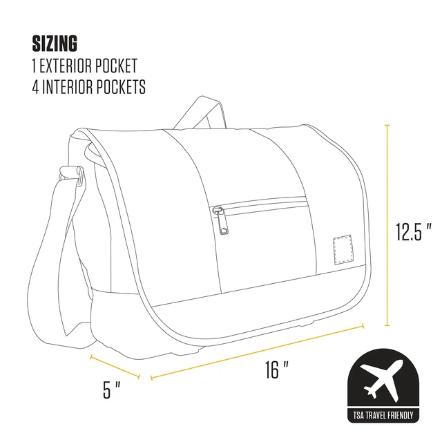 Alt view image 6 of 7 - Ripstop 15L Crossbody Messenger Bag Black | Messenger Bag, Durable Water-Resistant Messenger Work Bag, Ripstop