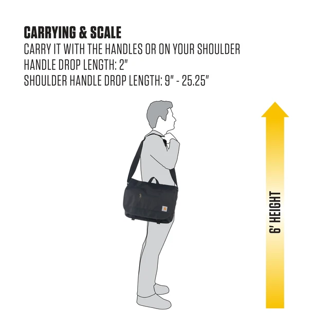 Alt view image 7 of 7 - Ripstop 15L Crossbody Messenger Bag Black | Messenger Bag, Durable Water-Resistant Messenger Work Bag, Ripstop