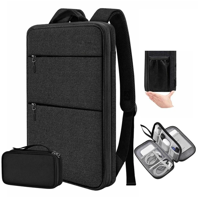 Main image of Slim Expandable Laptop Backpack with Small Case,Black | Fits most 15-16 inch Notebooks, Water Resistant Computer Bag for College Business for Men Women