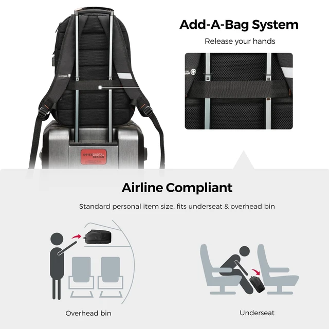 Alt view image 6 of 7 - Design Backpack for Men & Women Fit 16-Inch Computer SD1670-01 | Travel Laptop Backpack, College Bag, Business Bag, with USB Charging Port, RFID Protetion Pocket, Water Bottle, Black, ANDWIL