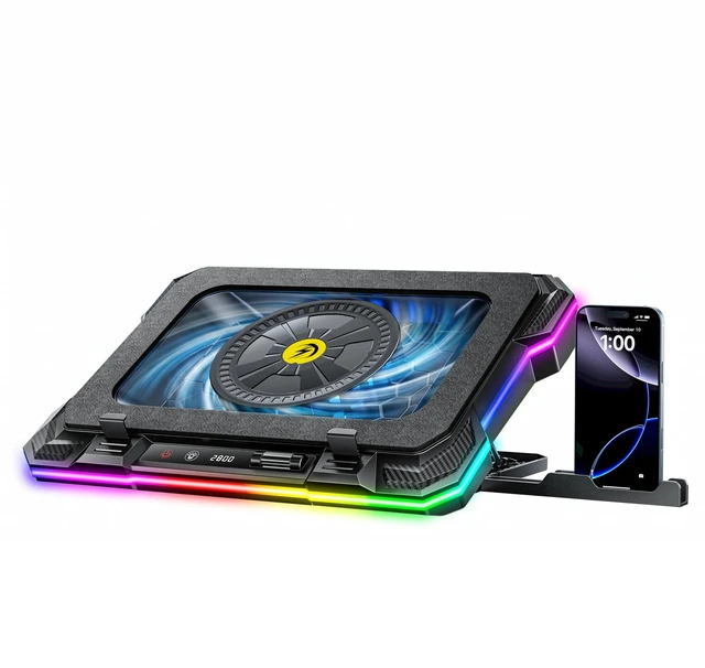 Main image of Laptop Cooling Pad for 15-19 Inch Gaming Laptops, 2800 RPM Fan | Powerful 12V Energy Supply, Extreme High Speed Industrial Fan, 36W Cooler Stand for Heavy Duty Laptops with 4 in 1 HUB