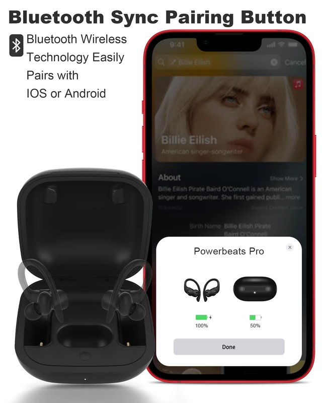 Alt view image 2 of 7 - Charging Case Replacement for Powerbeats Pro: Beats Earbuds Charger Case with Bluetooth Pairing Sync Button, 700mAh Battery, Earbuds Not Included