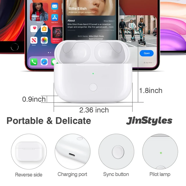 Alt view image 6 of 7 - Replacement Charging Case Compatible for AirPods Pro 1/2, White | Wireless & Light-ning, 660mAh Battery, without Earbuds