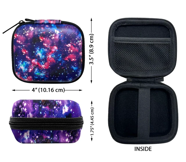 Alt view image 3 of 6 - Portable Wireless Headphone Case, Earphone Storage Bag Carrying Case, Earbud Holder with Carabiner Compatible with Raycon Fitness Bluetooth True Wireless Earbuds - Purple Nebula Galaxy