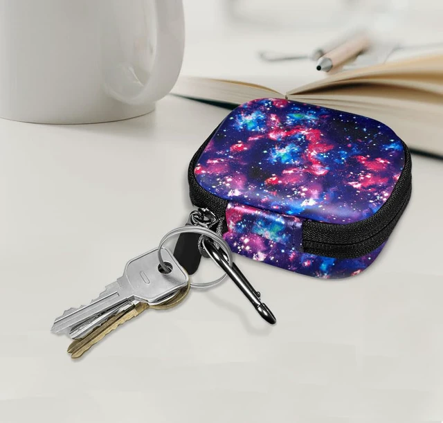 Alt view image 6 of 6 - Portable Wireless Headphone Case, Earphone Storage Bag Carrying Case, Earbud Holder with Carabiner Compatible with Raycon Fitness Bluetooth True Wireless Earbuds - Purple Nebula Galaxy