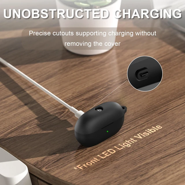 Alt view image 4 of 7 - for Beats Solo Buds Case Cover, Shockproof Silicone Skin | Anti-scratch Protective Cover for Beats Solo Buds Wireless Earbuds with Carabiner, Black
