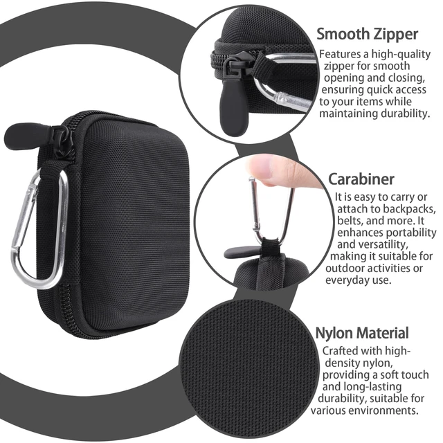 Alt view image 5 of 7 - Hard Case for SHOKZ OpenFit Pro Open-Ear Earbuds, Black | Mesh Accessory Pocket, Charging Cable Storage, Lightweight Design, Carabiner Clip