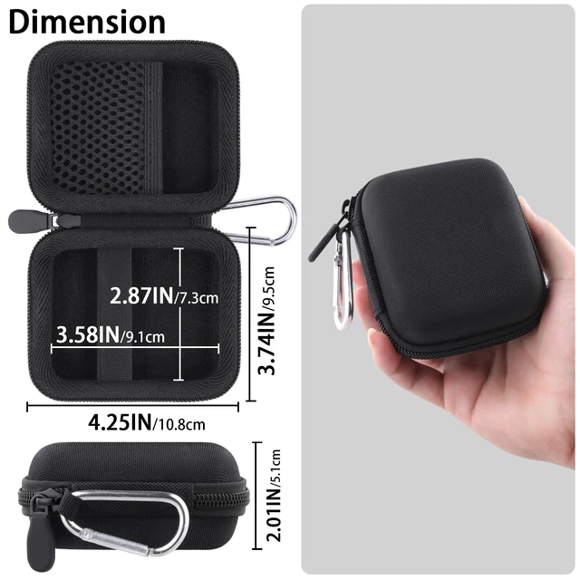 Alt view image 6 of 7 - Hard Case for SHOKZ OpenFit Pro Open-Ear Earbuds, Black | Mesh Accessory Pocket, Charging Cable Storage, Lightweight Design, Carabiner Clip
