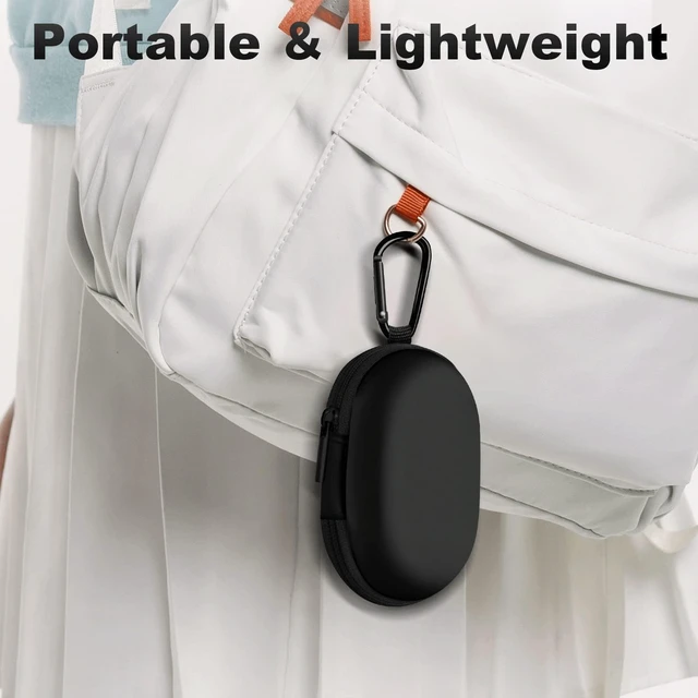 Alt view image 7 of 7 - Oval Earbud Case Portable EVA Carrying Case Storage Bag Cell Phone Accessories Organizer with Carabiner for Earphone, Earbud, Earpieces, SD Memory Card, Camera Chips, Black1