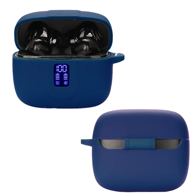 Alt view image 4 of 7 - Earbuds Case Compatible with TAGRY X08 Wireless Headphone, Silicon Protective Cover with Keychain, with Window for LED Display, Blue