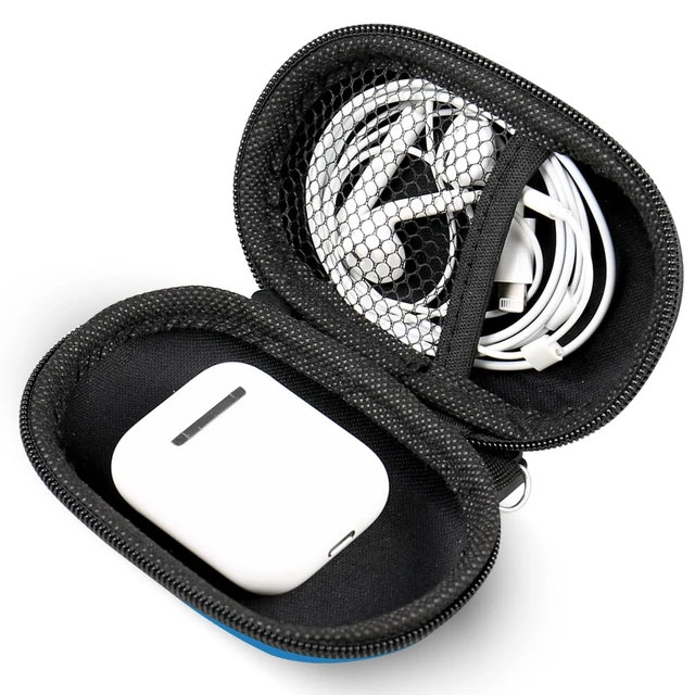 Alt view image 2 of 6 - Earbud Case Holder Earphone Case Wired Headphone Storage Pouch Hard EVA Small Zipper Bag Compatible with Oval Wireless Earbuds, Beats Studio Buds, TOZO Golden X1, Soundcore Space A40 -Blue