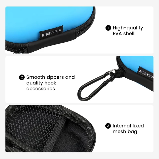 Alt view image 4 of 6 - Earbud Case Holder Earphone Case Wired Headphone Storage Pouch Hard EVA Small Zipper Bag Compatible with Oval Wireless Earbuds, Beats Studio Buds, TOZO Golden X1, Soundcore Space A40 -Blue