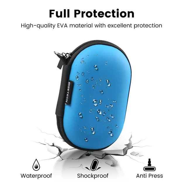 Alt view image 5 of 6 - Earbud Case Holder Earphone Case Wired Headphone Storage Pouch Hard EVA Small Zipper Bag Compatible with Oval Wireless Earbuds, Beats Studio Buds, TOZO Golden X1, Soundcore Space A40 -Blue