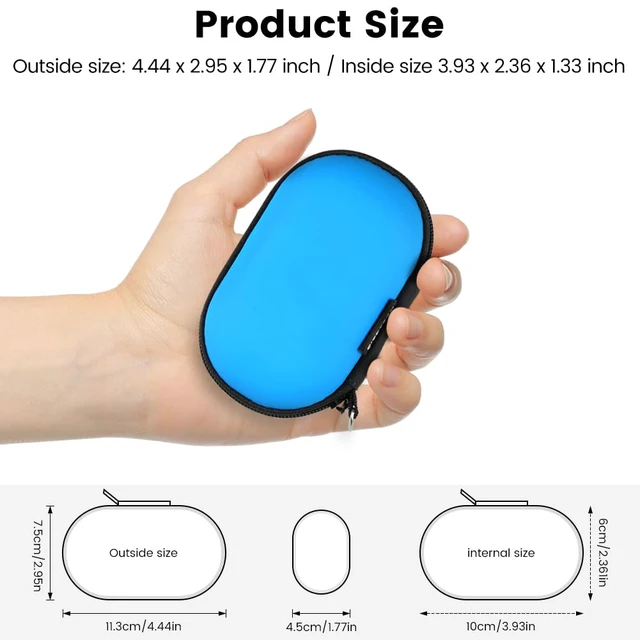 Alt view image 6 of 6 - Earbud Case Holder Earphone Case Wired Headphone Storage Pouch Hard EVA Small Zipper Bag Compatible with Oval Wireless Earbuds, Beats Studio Buds, TOZO Golden X1, Soundcore Space A40 -Blue