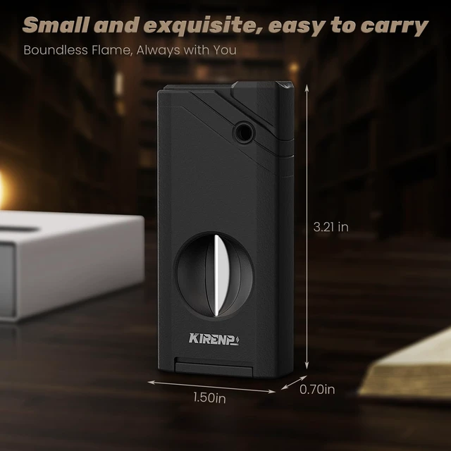 Alt view image 4 of 7 - All-in-one Torch Lighter, with Portable Design, V Shape Shear, Holder, Adjustable Flame, Multi-Functional Lighter Accessories, Refillable Butane Lighter, Candles, Gift for Men, Outdoors (Without Gas)