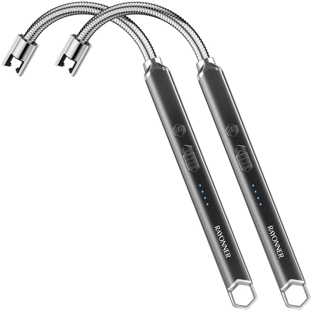 Main image of USB Rechargeable Electric Candle Lighter, Black & Black | Windproof Plasma Arc, Flexible Neck for Deep Jars, BBQ, Camping Flameless Fire Starter, Christmas Stocking Stuffers Gift