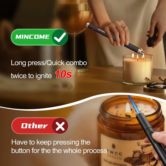 Alt view image 5 of 7 - Candle Lighter Electric Rechargeable USB Plasma Arc Lighter with Safety Lock,Windproof Flameless Long Matches Lighters for Candle,Grill,BBQ,Camping