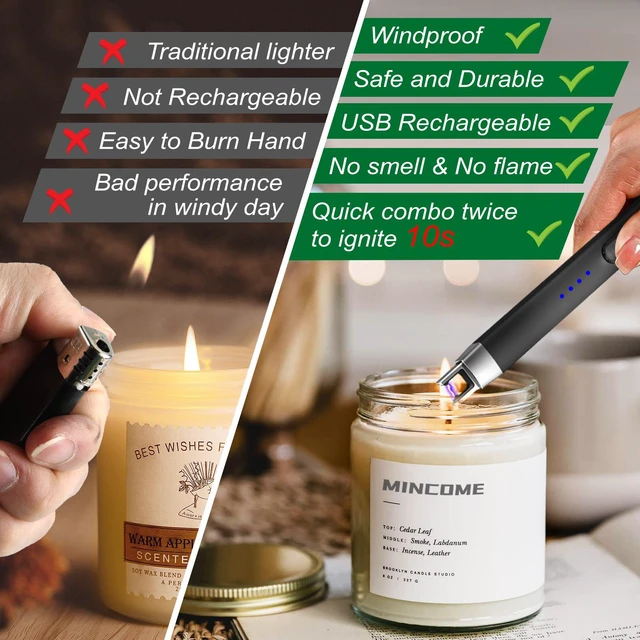 Alt view image 4 of 7 - Candle Lighter Electric Rechargeable USB Plasma Arc Lighter with Safety Lock,Windproof Flameless Long Matches Lighters for Candle,Grill,BBQ,Camping