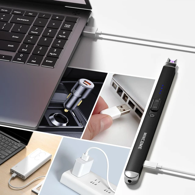 Alt view image 7 of 7 - Candle Lighter Electric Rechargeable USB Plasma Arc Lighter with Safety Lock,Windproof Flameless Long Matches Lighters for Candle,Grill,BBQ,Camping
