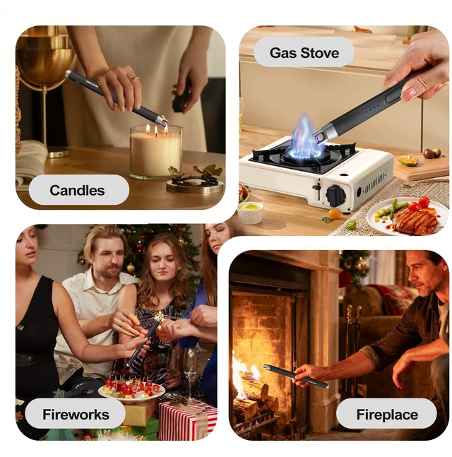 Alt view image 6 of 7 - Candle Lighter Electric Rechargeable USB Plasma Arc Lighter with Safety Lock,Windproof Flameless Long Matches Lighters for Candle,Grill,BBQ,Camping