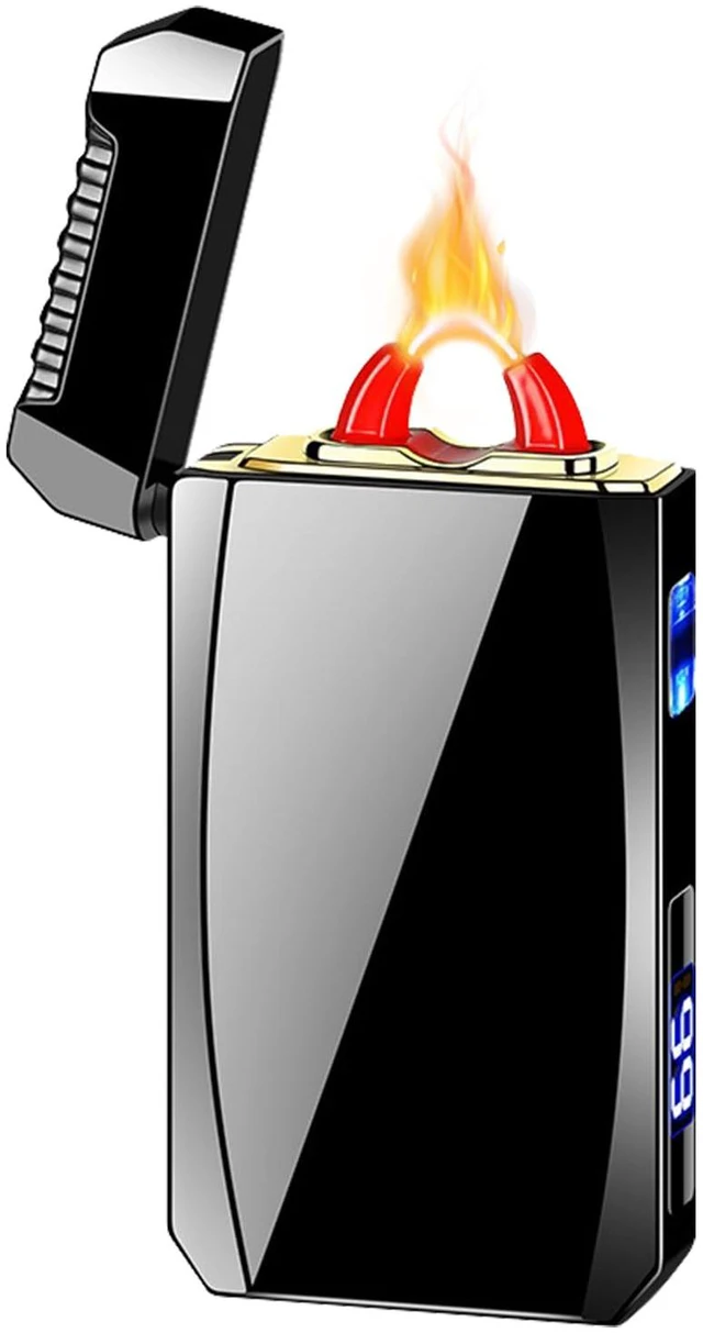 Main image of Rechargeable Electric Lighter USB C Electronic Lighters High Power Flame Arc Plasma Lighter Windproof Camping Lighters with Long Battery Life for Home and Outdoor (Black)