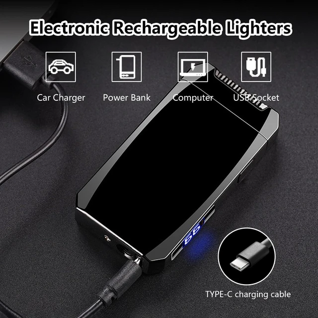 Alt view image 2 of 7 - Rechargeable Electric Lighter USB C Electronic Lighters High Power Flame Arc Plasma Lighter Windproof Camping Lighters with Long Battery Life for Home and Outdoor (Black)