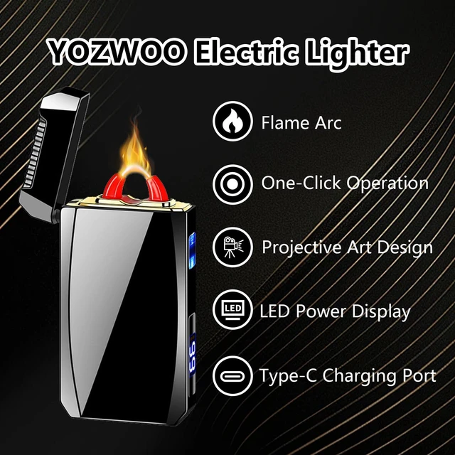 Alt view image 3 of 7 - Rechargeable Electric Lighter USB C Electronic Lighters High Power Flame Arc Plasma Lighter Windproof Camping Lighters with Long Battery Life for Home and Outdoor (Black)