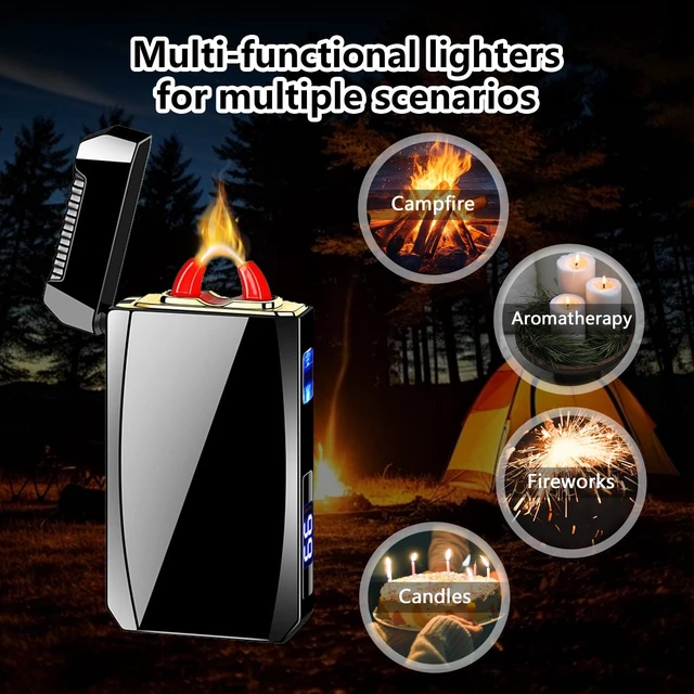 Alt view image 4 of 7 - Rechargeable Electric Lighter USB C Electronic Lighters High Power Flame Arc Plasma Lighter Windproof Camping Lighters with Long Battery Life for Home and Outdoor (Black)