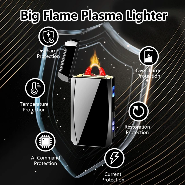 Alt view image 6 of 7 - Rechargeable Electric Lighter USB C Electronic Lighters High Power Flame Arc Plasma Lighter Windproof Camping Lighters with Long Battery Life for Home and Outdoor (Black)