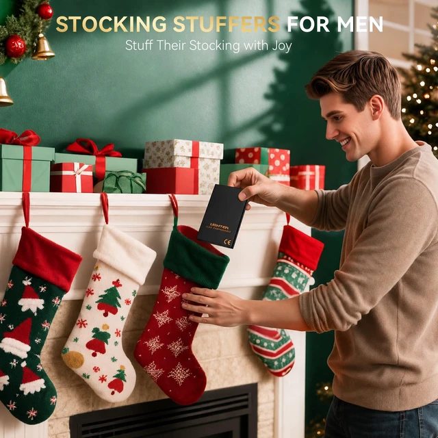 Alt view image 2 of 7 - Electric Lighter USB Rechargeable, Stocking Stuffers for Men Dad | Christmas Mens Gifts for Him, Husband, Windproof and Flameless Dual Arc Plasma Lighters for Candle Incense Camping