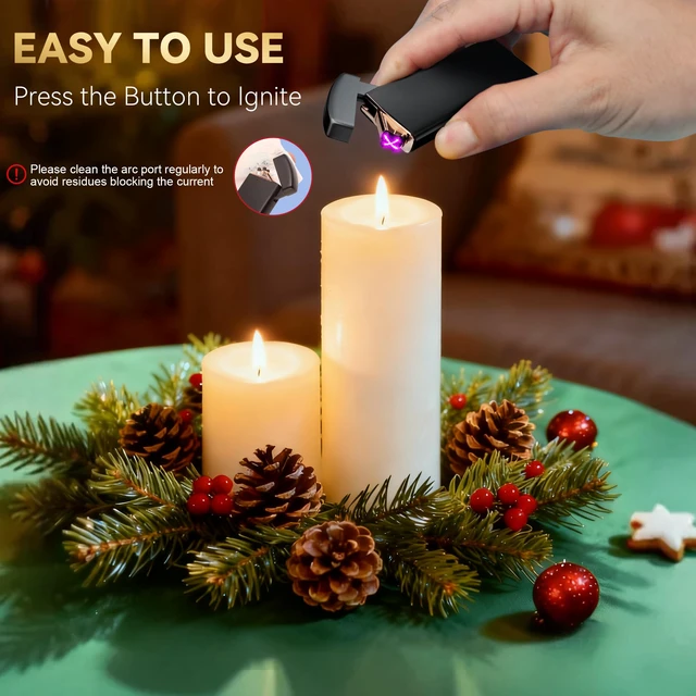 Alt view image 3 of 7 - Electric Lighter USB Rechargeable, Stocking Stuffers for Men Dad | Christmas Mens Gifts for Him, Husband, Windproof and Flameless Dual Arc Plasma Lighters for Candle Incense Camping