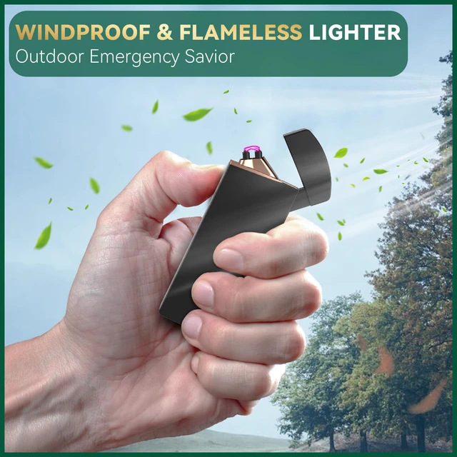 Alt view image 5 of 7 - Electric Lighter USB Rechargeable, Stocking Stuffers for Men Dad | Christmas Mens Gifts for Him, Husband, Windproof and Flameless Dual Arc Plasma Lighters for Candle Incense Camping
