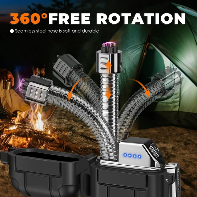 Alt view image 2 of 7 - Electric Lighter USB C, Powerful Dual Arc Plasma Flame, with Flashlight, Wind & Waterproof Lighters for Candle, Camping, Grill, Emergency