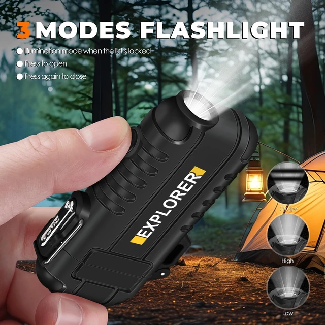 Alt view image 4 of 7 - Electric Lighter USB C, Powerful Dual Arc Plasma Flame, with Flashlight, Wind & Waterproof Lighters for Candle, Camping, Grill, Emergency