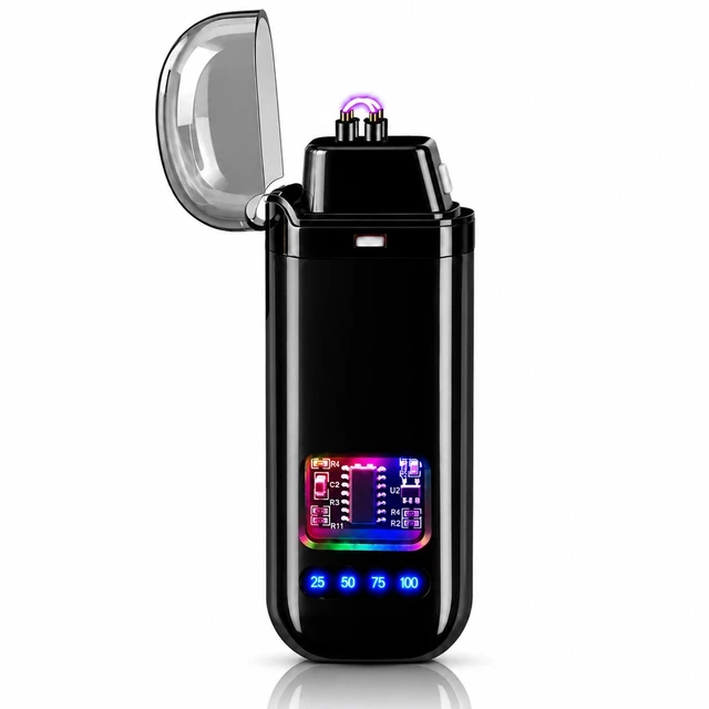 Main image of Electric Lighter, USB Rechargeable Windproof Dual Arc Lighter, Small Flameless Plasma Lighters for Outdoor, Camping, Kitchen,Boyfriends Father,Grill,Gifts,Candle,Indoors-Black A