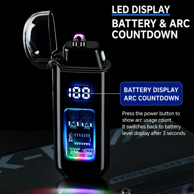 Alt view image 5 of 7 - Electric Lighter, USB Rechargeable Windproof Dual Arc Lighter, Small Flameless Plasma Lighters for Outdoor, Camping, Kitchen,Boyfriends Father,Grill,Gifts,Candle,Indoors-Black A
