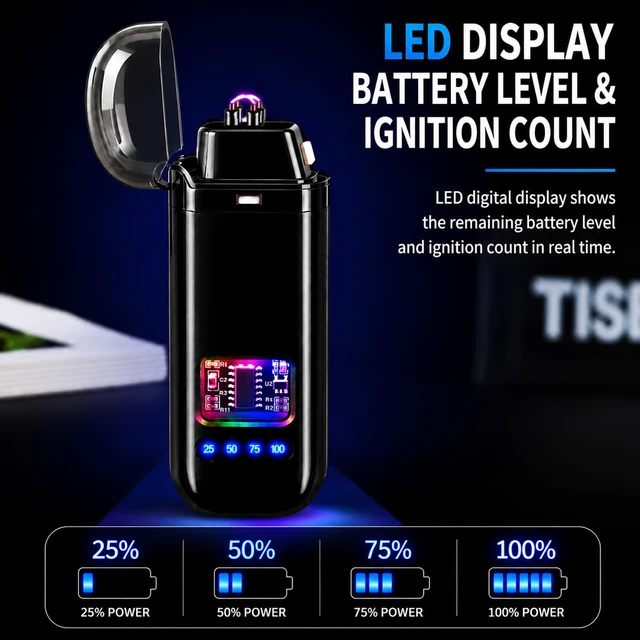Alt view image 4 of 7 - Electric Lighter, USB Rechargeable Windproof Dual Arc Lighter, Small Flameless Plasma Lighters for Outdoor, Camping, Kitchen,Boyfriends Father,Grill,Gifts,Candle,Indoors-Black A