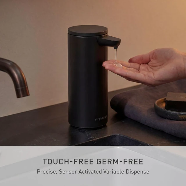 Alt view image 3 of 5 - Liquid Sensor Pump, 9 oz Automatic Soap Dispenser for Kitchen and Bathroom, Touchless Motion Sensor, Variable Dispense, Rechargeable, No-Drip Spout, High-Grade Matte Black Steel