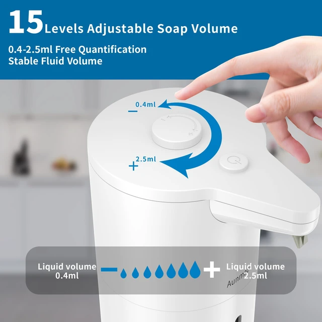 Alt view image 3 of 6 - Automatic Soap Dispenser Touchless, Modern, Kitchen & Bathroom, Hands-Free, Adjustable Volume, Long Battery Life, Compatible with Thick & Thin Soap, Easy for Toddlers, Clog-Free, White