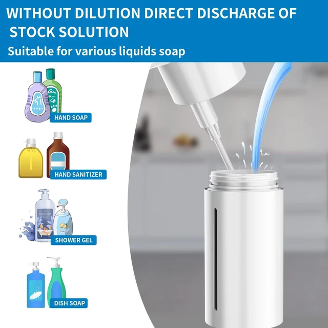 Alt view image 6 of 6 - Automatic Soap Dispenser Touchless, Modern, Kitchen & Bathroom, Hands-Free, Adjustable Volume, Long Battery Life, Compatible with Thick & Thin Soap, Easy for Toddlers, Clog-Free, White