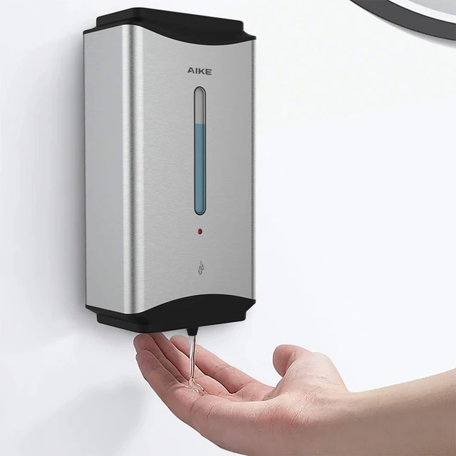 Alt view image 2 of 7 - Heavy Duty Automatic Soap Dispenser,37oz for Bathroom,Brushed Steel | 5-Level and Savety Key for Commercial(4*AA Batteries Not Included),Screw Wall Mount for Space-Saving,Stainless Steel AK1206