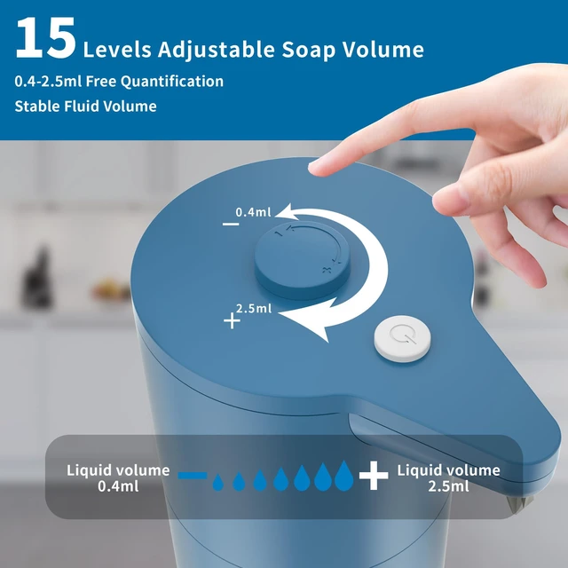 Alt view image 2 of 6 - Automatic Soap Dispenser Touchless, Hands-Free, Multi Adjustable Volume, Long Battery Life, Compatible with Thick & Thin Dish/Hand Soap for Bathroom and Kitchen, Easy for Toddlers, Blue